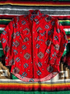 Wrangler Red Southwestern Graphic Button-Up Shirt
